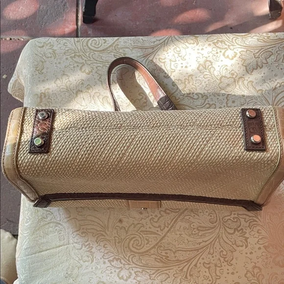 ANTONIO MELANI Woven Straw Brown and Tan Shoulder Bag - Picture 3 of 9